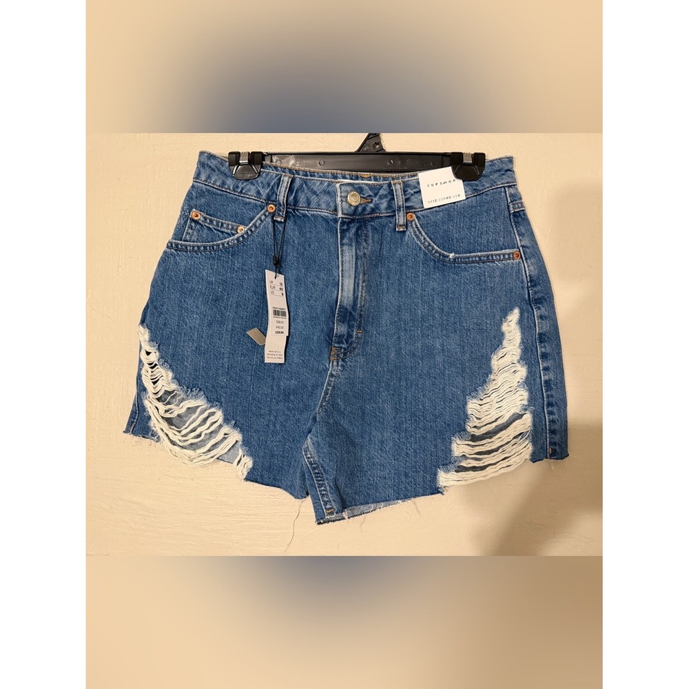 Topshop Ripped Blue Denim Shorts NWT